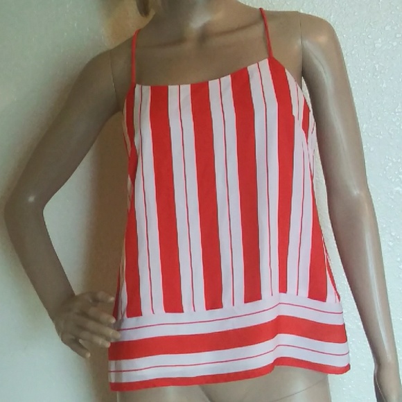 Banana Republic Tops - Banana Republic Orange White Striped Tank Top
